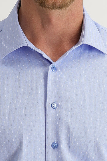 Koyu Mavi  Uzun Kol Slim Fit Dar Kesim Desenli Pamuklu Gömlek