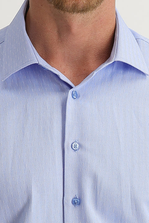 Koyu Mavi  Uzun Kol Slim Fit Dar Kesim Desenli Gömlek
