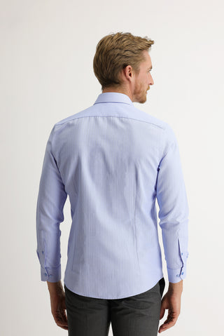  Koyu Mavi  Uzun Kol Slim Fit Dar Kesim Desenli Gömlek