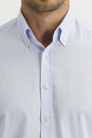 Açık Mavi Uzun Kol Slim Fit Dar Kesim Oxford Gömlek