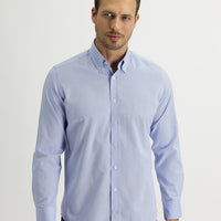 Gök Mavisi Uzun Kol Slim Fit Dar Kesim Oxford Gömlek