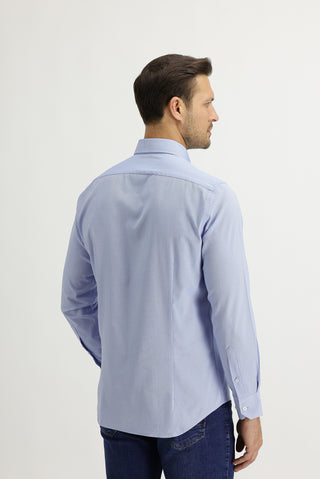  Gök Mavisi Uzun Kol Slim Fit Dar Kesim Oxford Gömlek