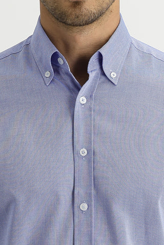 Koyu Mavi  Uzun Kol Slim Fit Dar Kesim Oxford Gömlek