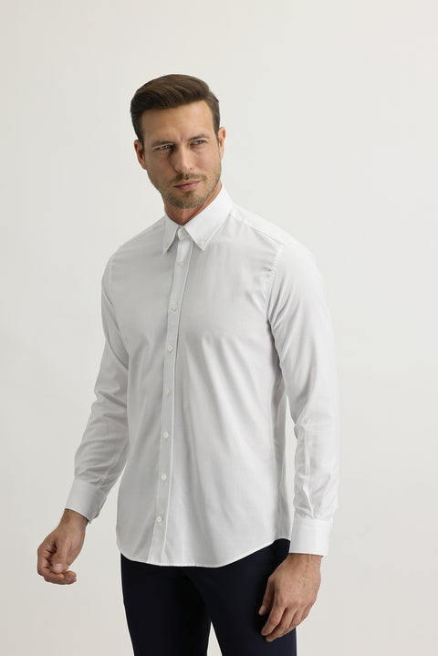 Beyaz Uzun Kol Slim Fit Dar Kesim Oxford Gömlek