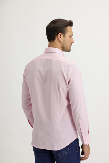 Pembe Uzun Kol Slim Fit Dar Kesim Oxford Pamuklu Gömlek