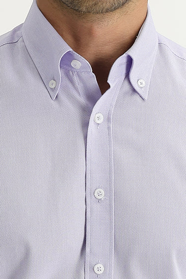 Lila Uzun Kol Slim Fit Dar Kesim Oxford Gömlek