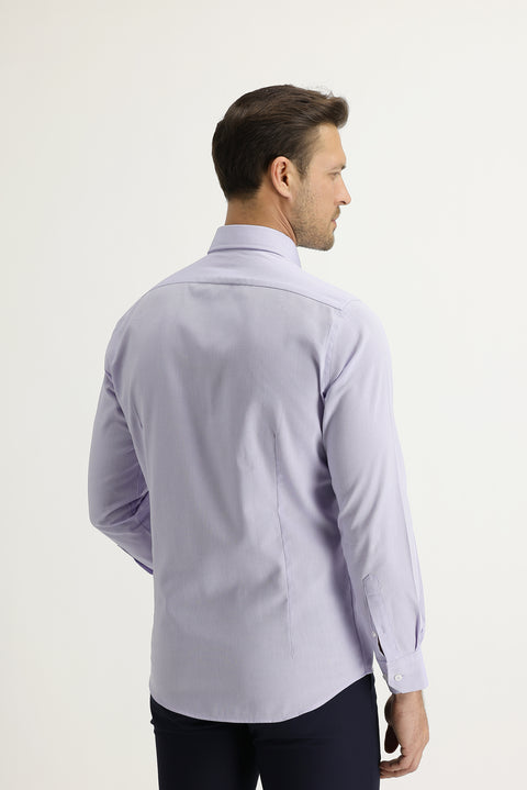 Lila Uzun Kol Slim Fit Dar Kesim Oxford Gömlek