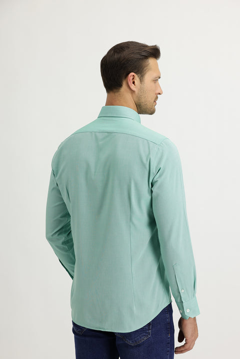 Fıstık Yeşili Uzun Kol Slim Fit Dar Kesim Oxford Gömlek
