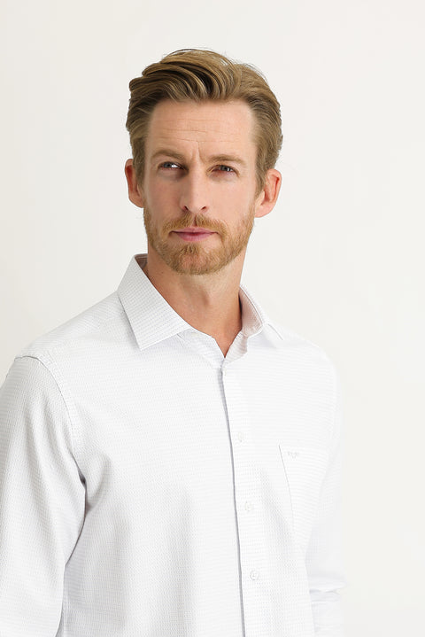 Açık Mavi Uzun Kol Klasik Desenli Gömlek