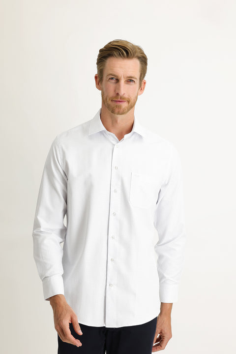 Açık Mavi Uzun Kol Klasik Desenli Gömlek