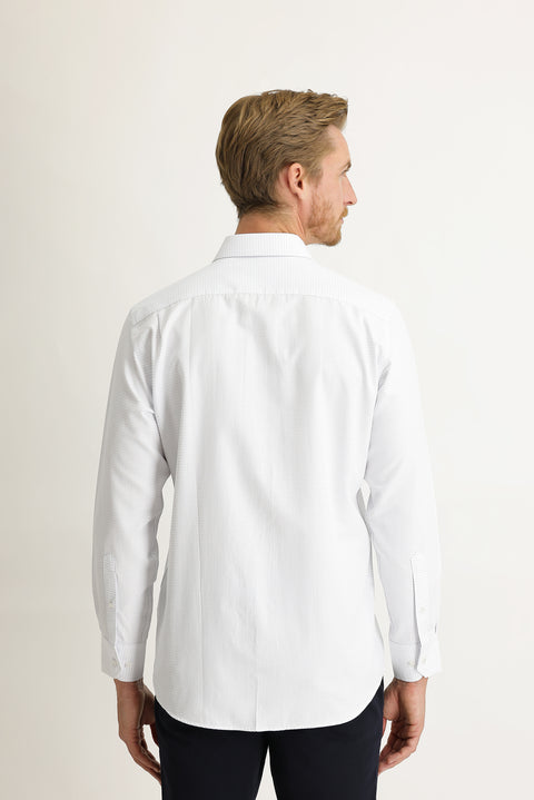 Açık Mavi Uzun Kol Klasik Desenli Gömlek