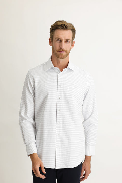 Koyu Mavi  Uzun Kol Klasik Desenli Gömlek