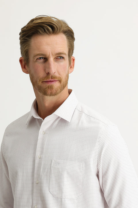 Koyu Kırmızı Uzun Kol Klasik Desenli Gömlek