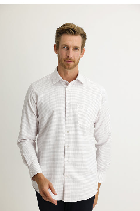 Koyu Kırmızı Uzun Kol Klasik Desenli Gömlek