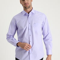 Açık Mor Uzun Kol Klasik Pamuklu Gömlek