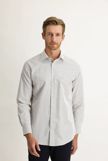 Açık Kahve  Uzun Kol Klasik Çizgili Gömlek