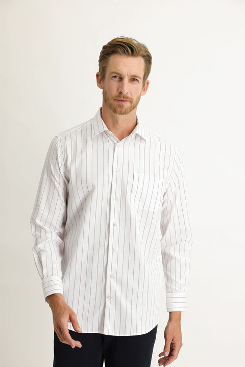 Dark Burgundy Long Sleeve Regular Fit Striped Shirt