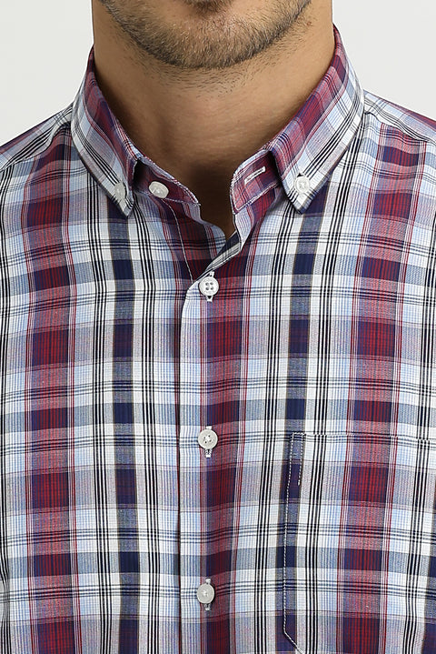 Bayrak Kırmızı Uzun Kol Regular Fit Ekose Gömlek