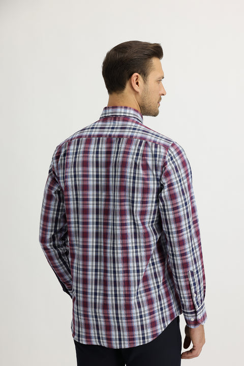 Bayrak Kırmızı Uzun Kol Regular Fit Ekose Gömlek
