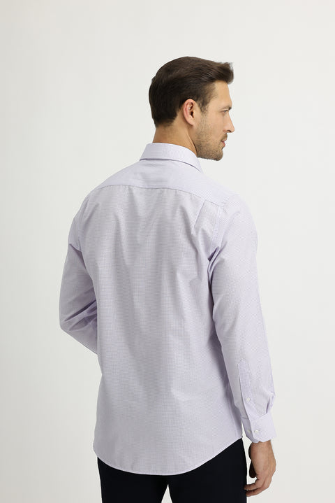 Lila Uzun Kol Regular Fit Ekose Gömlek