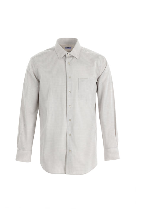 Açık Lacivert Uzun Kol Regular Fit Kareli Gömlek