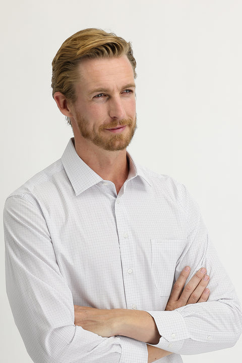 Orta Lacivert Uzun Kol Regular Fit Kareli Gömlek