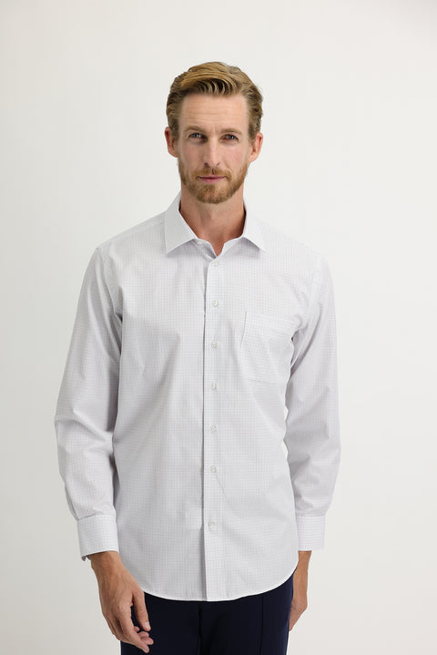 Orta Lacivert Uzun Kol Regular Fit Kareli Gömlek