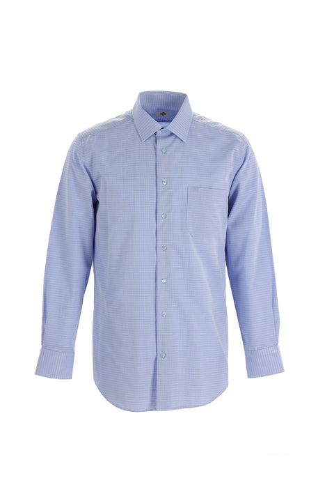 Açık Mavi Uzun Kol Regular Fit Ekose Gömlek