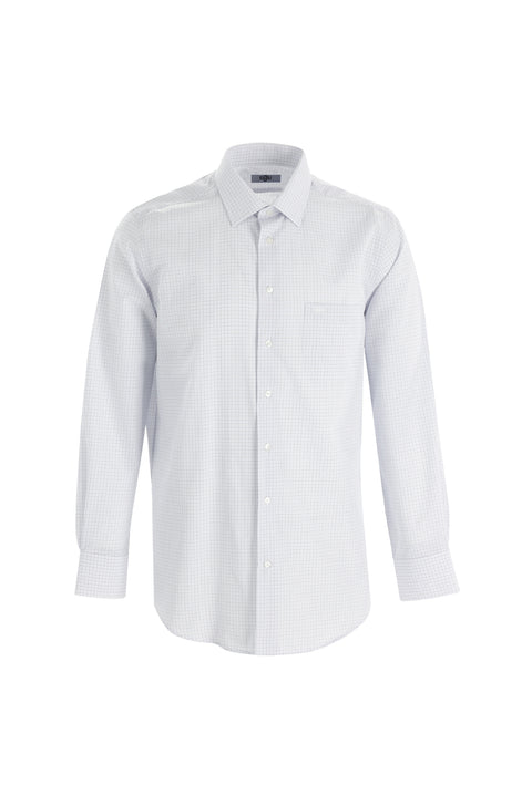 Beyaz Uzun Kol Regular Fit Kareli Gömlek