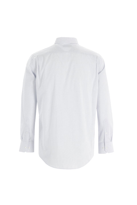 Beyaz Uzun Kol Regular Fit Kareli Gömlek