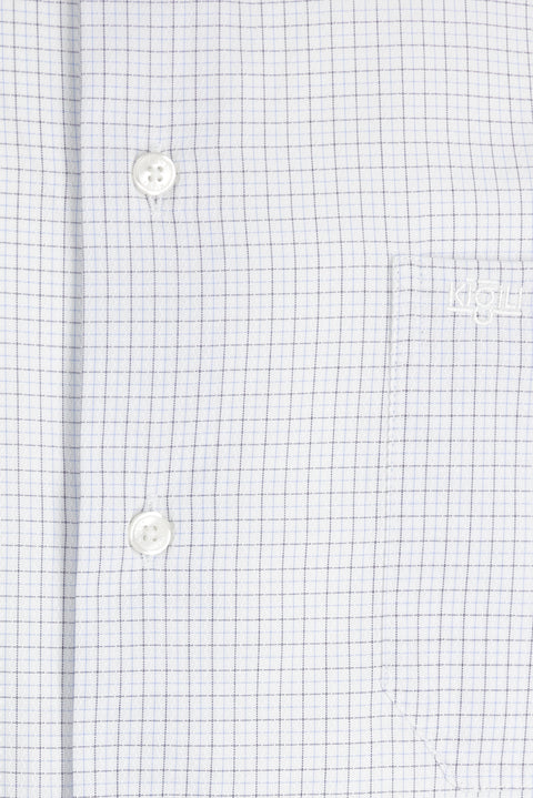 Beyaz Uzun Kol Regular Fit Kareli Gömlek