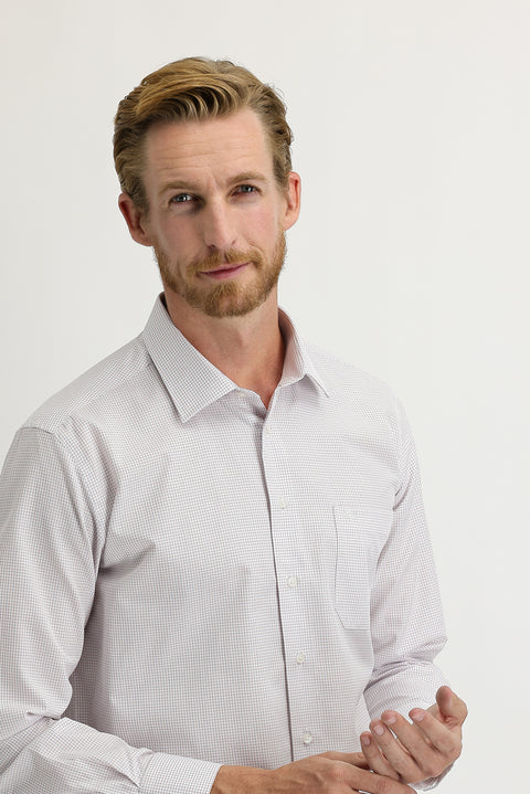 Mercan Kırmızı Uzun Kol Regular Fit Kareli Gömlek