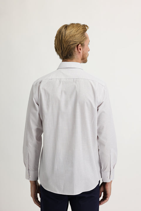 Mercan Kırmızı Uzun Kol Regular Fit Kareli Gömlek