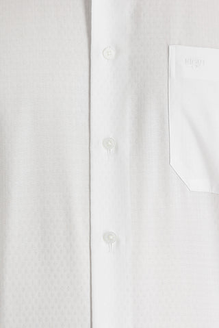  Beyaz Uzun Kol Klasik Desenli Manşetli Pamuk Gömlek