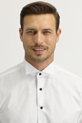  Beyaz Uzun Kol Ata Yaka Klasik Pamuk Gömlek