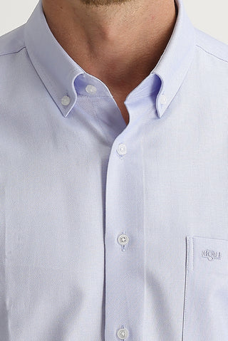  Açık Mavi Uzun Kol Regular Fit Oxford Pamuk Düğmeli Yaka Gömlek