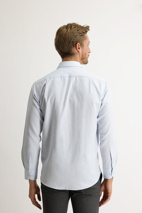 Uçuk Mavi Uzun Kol Desenli Klasik Gömlek