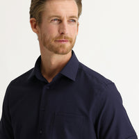 Koyu Lacivert Kısa Kol Regular Fit Desenli Gömlek