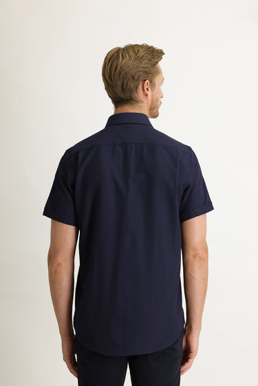Koyu Lacivert Kısa Kol Regular Fit Desenli Gömlek
