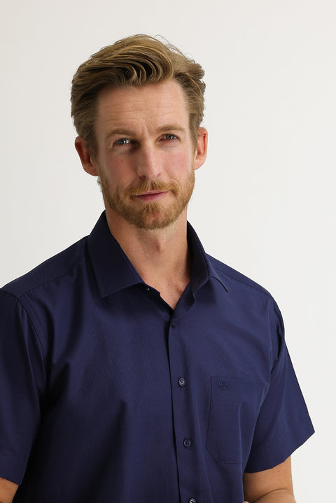 Dark Navy Short-Sleeve Regular Fit Shirt