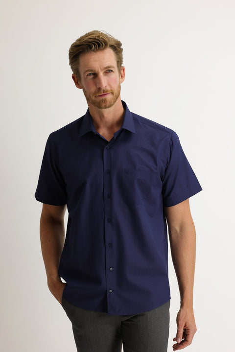 Dark Navy Short-Sleeve Regular Fit Shirt