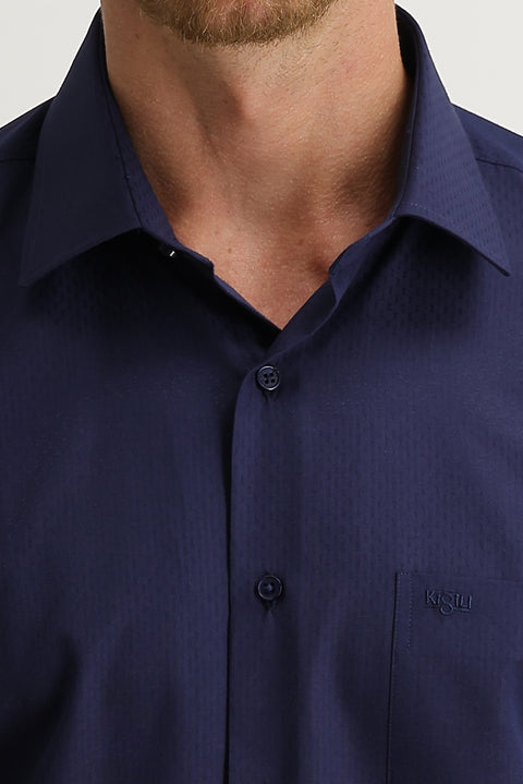 Dark Navy Short-Sleeve Regular Fit Shirt