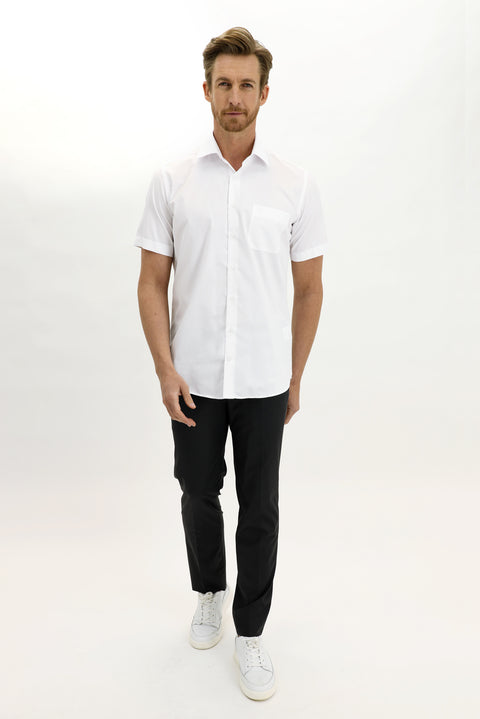 White Short-Sleeve Regular Fit Shirt