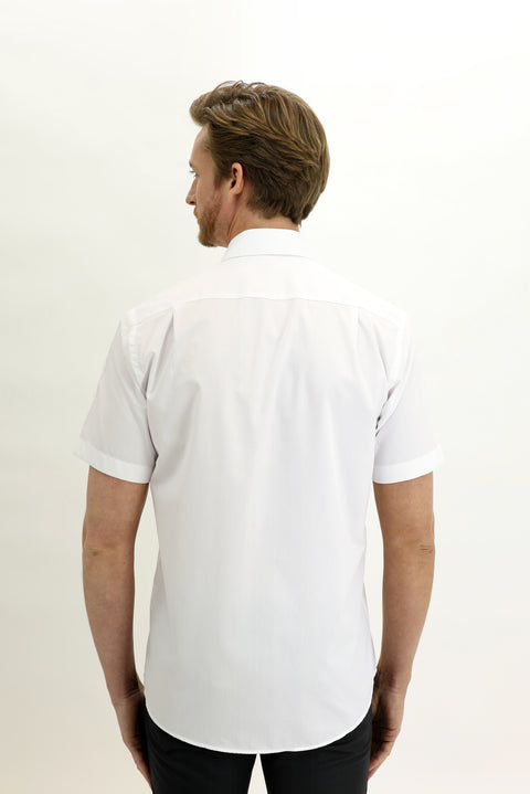 White Short-Sleeve Regular Fit Shirt