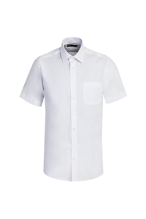 Beyaz Kısa Kol Regular Fit Pamuklu Gömlek