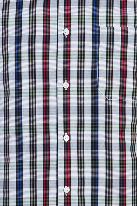 Orta Gri Kısa Kol Regular Fit Ekose Gömlek