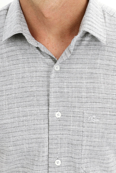 Siyah Kısa Kol Regular Fit Desenli Spor Gömlek