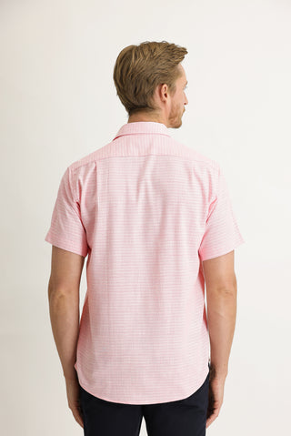  Pembe Kısa Kol Regular Fit Desenli Spor Gömlek