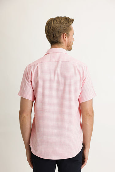 Pembe Kısa Kol Regular Fit Desenli Spor Gömlek