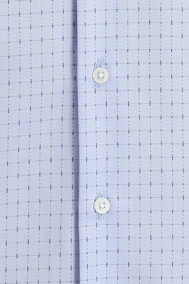 Açık Mavi Uzun Kol Slim Fit Dar Kesim Desenli Gömlek